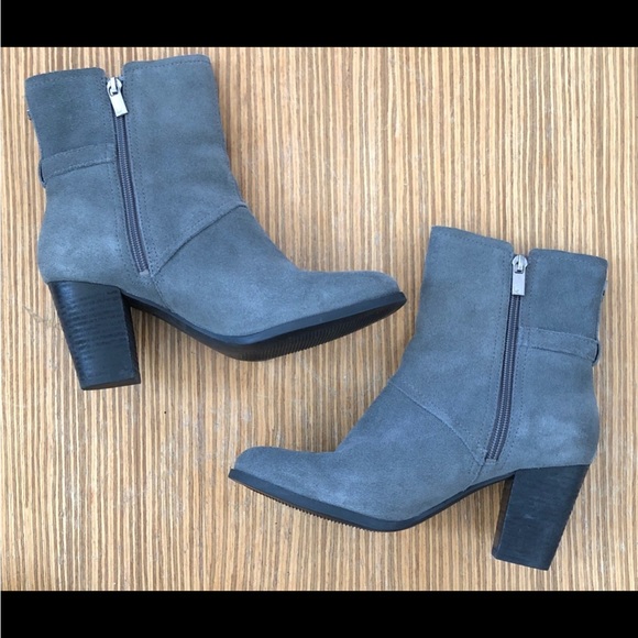 Ugg by Koolabura Ortholite Gray Suede Block Heel Ankle Boots 7.5 - Picture 5 of 8